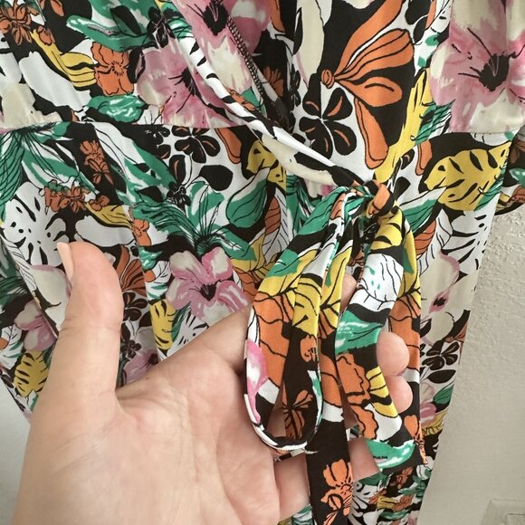 Lane Bryant Dress Womens 26/28 Floral Faux Wrap Tie Waist L/S Boho Fairy Party‎ - Picture 3 of 11
